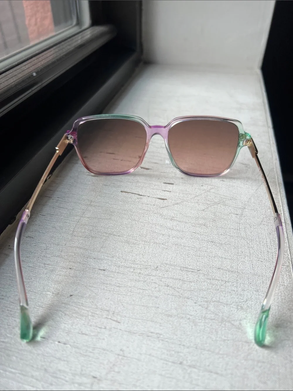 Pastel Pink & Green Gradient Square Sunglasses